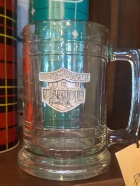 Harley-Davidson Clear Glass Stein with Silver Emblem